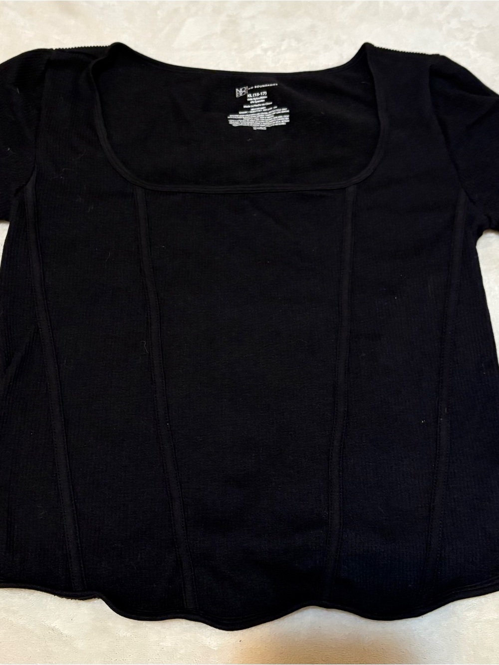 No Boundaries Black Square Neck Corset Seam Top Size XL